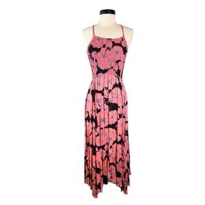 Free People Pink and Black Floral Maxi Dress